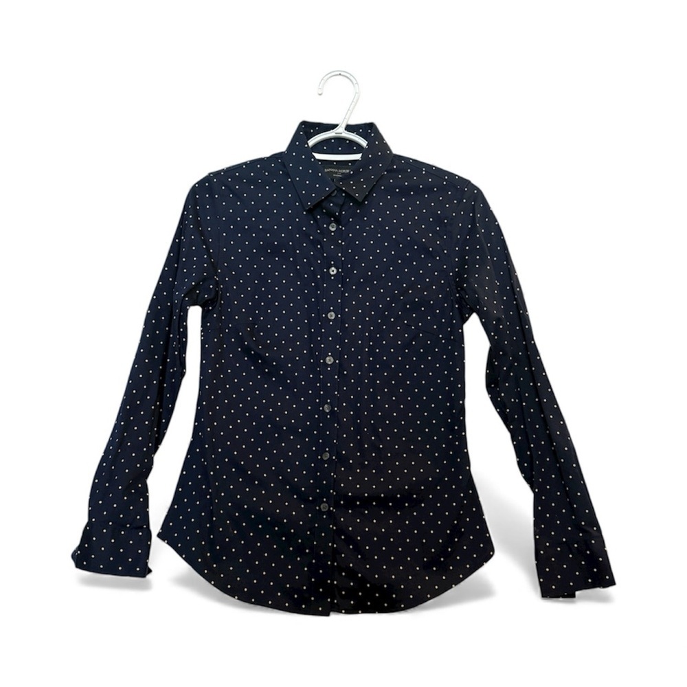 BANANA REPUBLIC Women’s/Mens Navy Button Up Polka Dot Shirt Tailored Fit